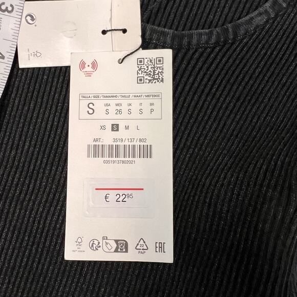 NWT Zara Acid Wash Cutout Long Sleeve Knit Top Size Small - Picture 7 of 7